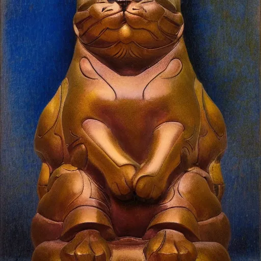 Image similar to masterpiece mechanical cloisonne cat sculpture, by annie swynnerton and diego rivera and nicholas roerich and jean delville and charlie bowater, symbolist, dramatic lighting, god rays, art brut, rich colors, smooth sharp focus, extremely detailed, adolf wolfli and ( donato giancola and bilibin )