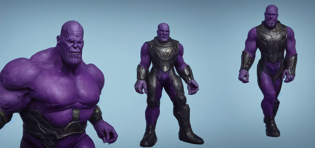 Image similar to Isometric 3d octane render of Thanos