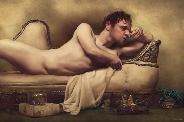 Image similar to saul goodman lounging, by tom bagshaw peter kemp