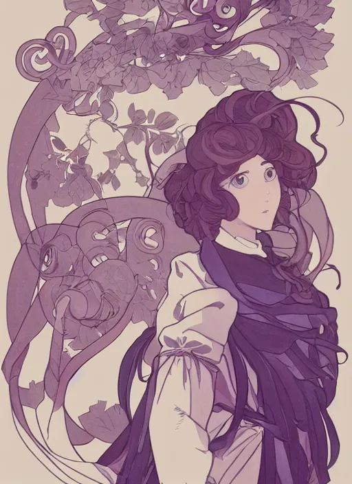 Image similar to photographer character design on white background, drawn by studio ghibli, alphonso mucha, lolish, trending on artstation