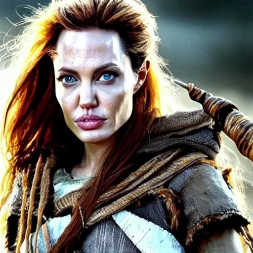 Prompt: an amazing award winning photo of angelina jolie as aloy