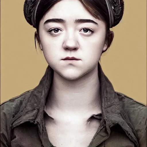 Image similar to a masterpiece portrait photo of a beautiful young woman who looks like a korean maisie williams, symmetrical face