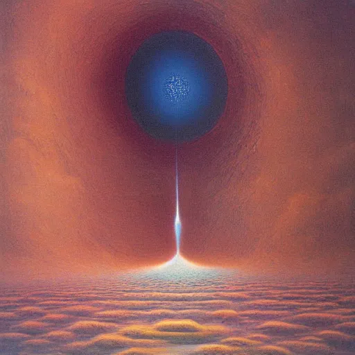 Image similar to the beginning of universe by zdzisław beksinski, oil on canvas