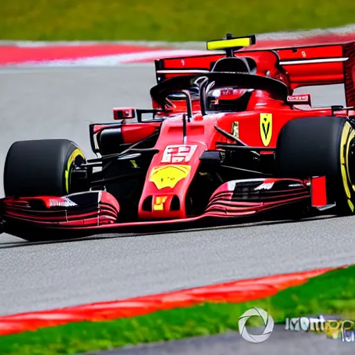 Prompt: daniel riccardo racing for ferrari formula one team, high resolution photo