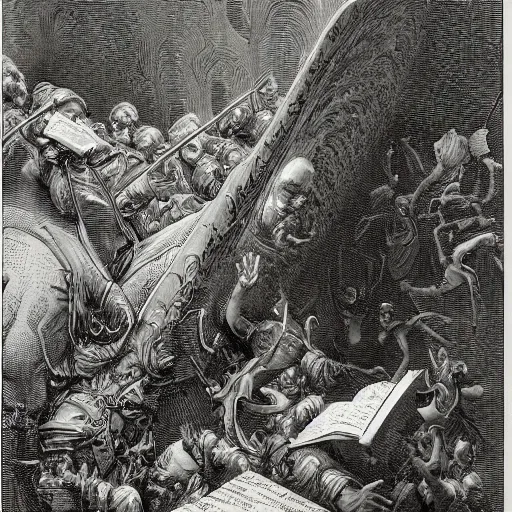 Image similar to don quixote stay on the book page, big opened book, open book page, cinematic romantic magical masterpiece, by gene wolfe, highly detailed painting by gustave dore