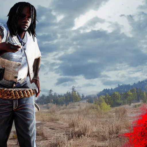 Image similar to Rapper Chief Keef In red dead redemption 2 digital art 4K quality super realistic