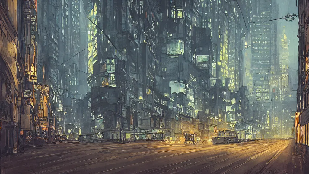 Image similar to a painting in the style of francois schuiten and in the style of liam wong.