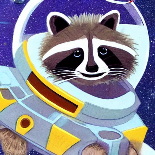 Image similar to A raccoon piloting a spaceship