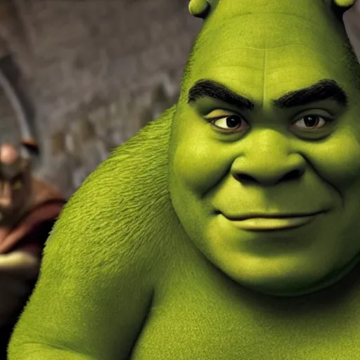 Image similar to new live action shrek movie photorealistic