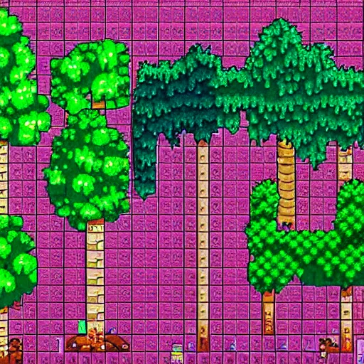 Prompt: 2 d tree from stardew valley pixel art