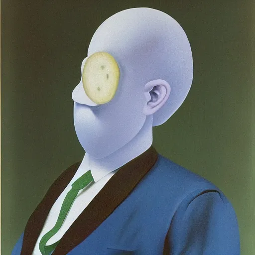 Image similar to unpleasant, painted by rene magritte