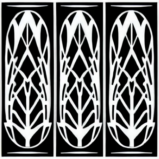 Image similar to black and white svg vector art panel for cnc plasma, laser, stencil, unique art deco forest design