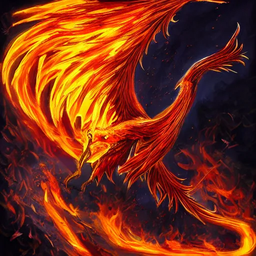 Prompt: phoenix in fire by Malevitsch