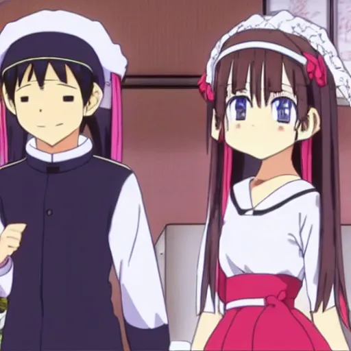 Image similar to Takagi and Nishikata getting married, High Quality Anime Style, featuring Hibino Mina, Tsukimoto Sanae, Tenkawa Yukari, Houjou, and Sakurai, 8k