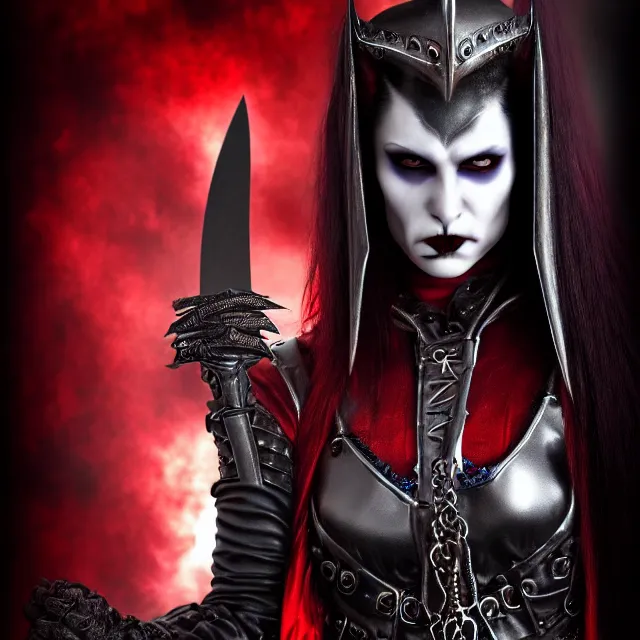 Image similar to vampire warrior queen, 4 k, hdr, smooth, sharp focus, high resolution, award - winning photo, anne stokes, photorealistic