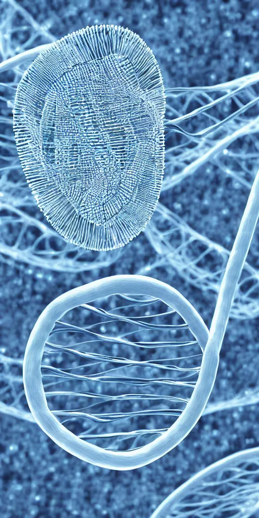 Prompt: conceptual art to realize dna detection, replication and editing of human cells.