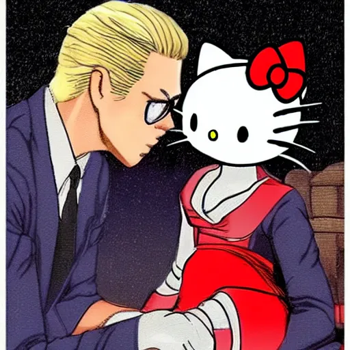 hello kitty and geese howard on a romantic date, Stable Diffusion