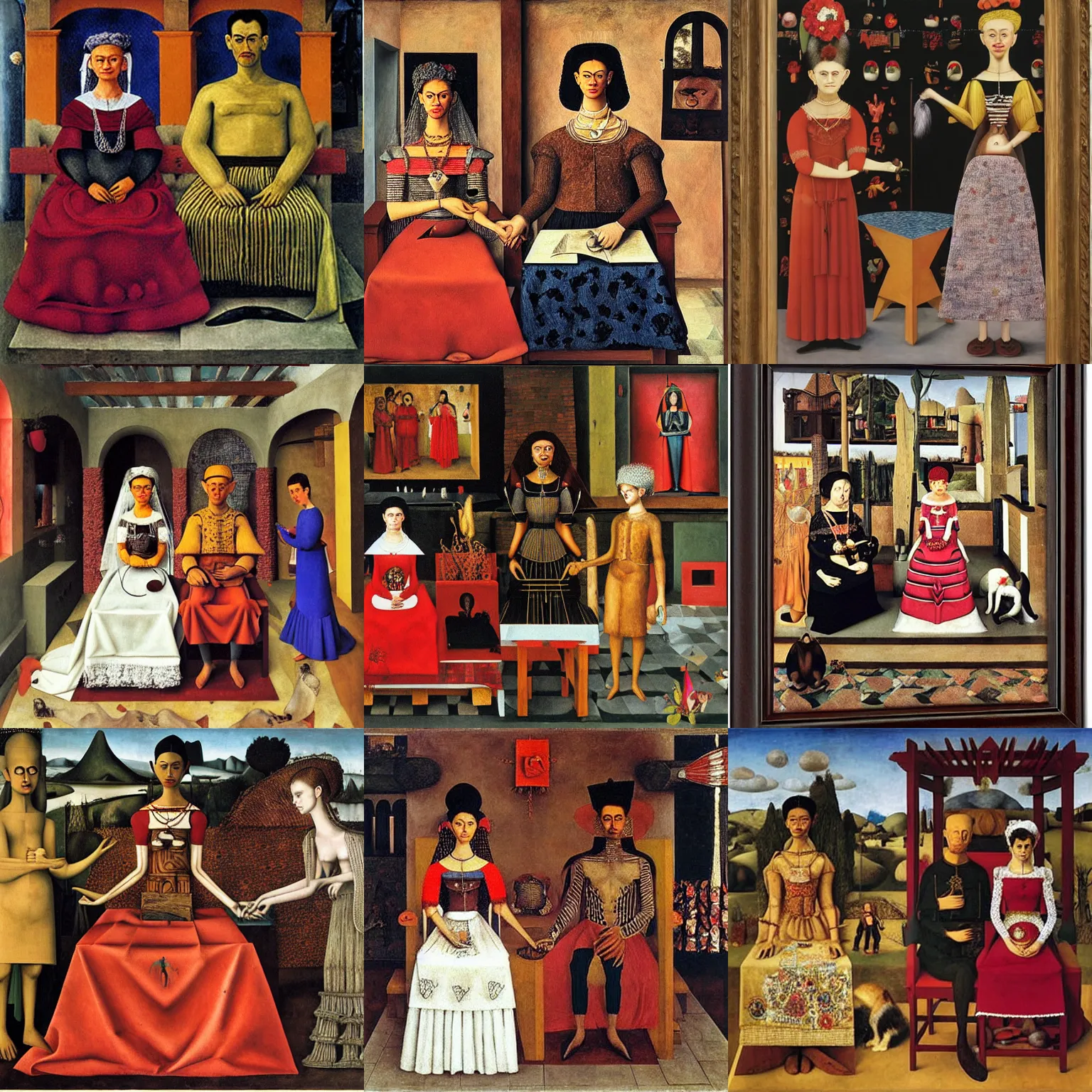 Prompt: The Arnolfini Marriage by Frida Kahlo