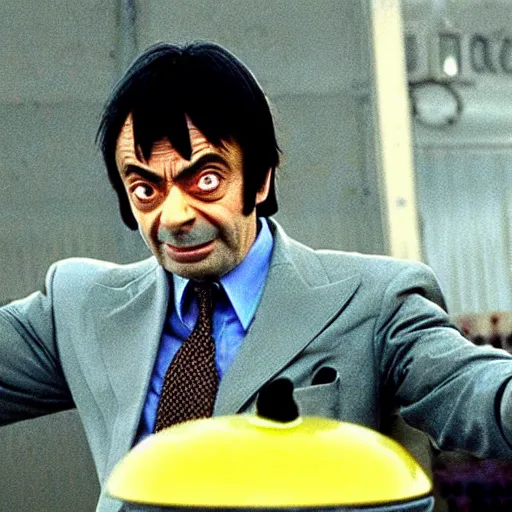 Image similar to film still of Mr Bean in Kill Bill