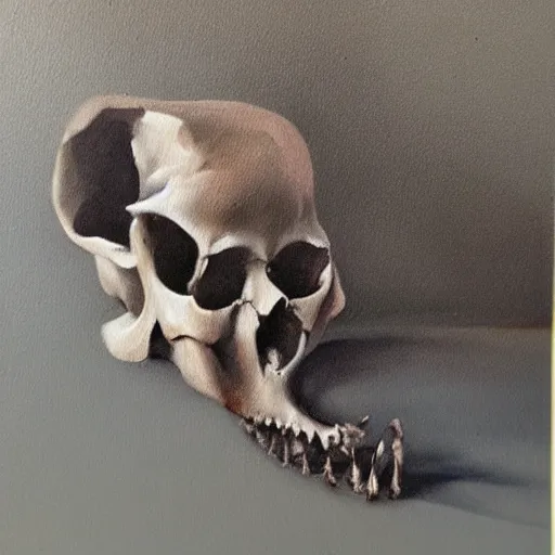 Prompt: painting of a rat skull