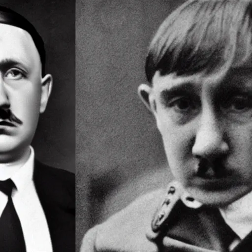 Image similar to the adult child of adolf hitler and vladimir putin