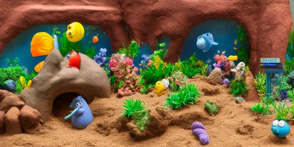 plasticine model, clay figures. side view of tropical, Stable Diffusion