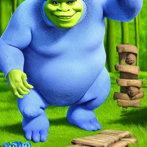 Image similar to shrek as a blueberry