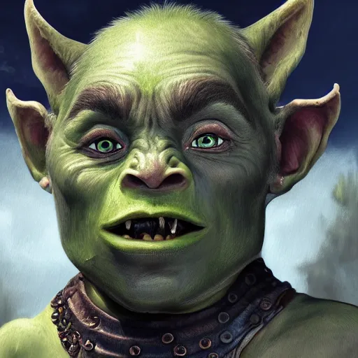 Image similar to a detailed portrait of a child orc boy, fantasy art illustration, incredibly highly detailed and realistic, 8 k, sharp focus