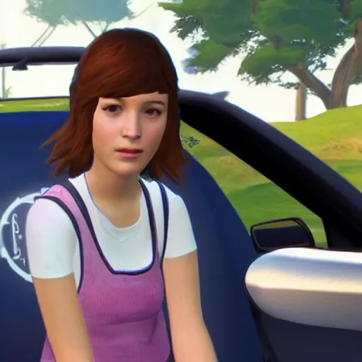 Image similar to chloe pierce from life is strange, driving a pick - up car