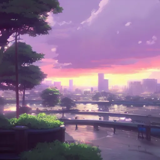 Prompt: beautiful city landscape Makoto Shinkai