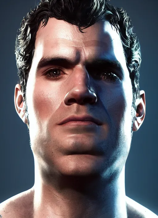 Image similar to An epic fantasy comic book style portrait painting of Henry Cavill as ‘The Cyborg’, Unreal 5, DAZ, hyperrealistic, octane render, cosplay, RPG portrait, dynamic lighting