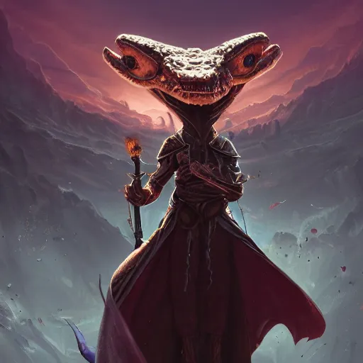 Prompt: Anthropomorphized Gecko casting epic spell, magic the gathering artwork, cloak, hat, D&D, fantasy, cinematic lighting, centered, symmetrical, highly detailed, digital painting, artstation, concept art, smooth, sharp focus, illustration, volumetric lighting, epic Composition, 8k, art by Akihiko Yoshida and Greg Rutkowski