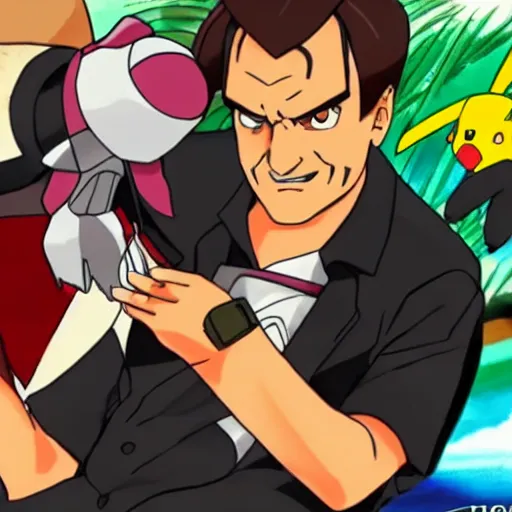 Image similar to quentin tarantino in the pokemon anime