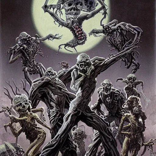 Image similar to the p - zombies attack!!! by gerald brom and ansel adams,