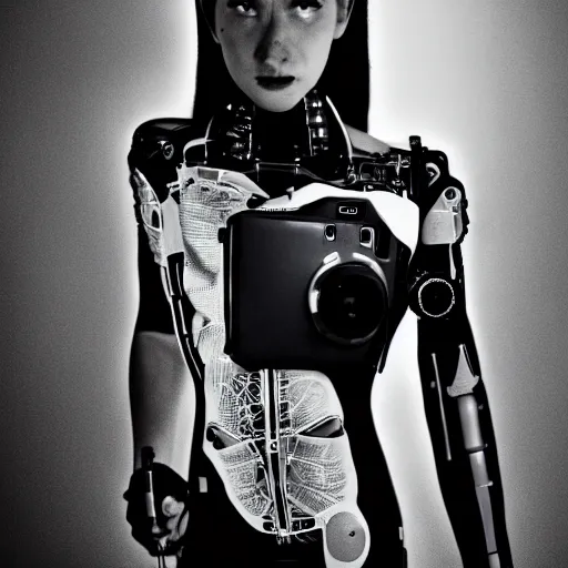 Image similar to photography of young female cyborg