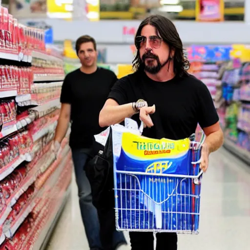 Image similar to dave grohl shopping for tampons at walmart