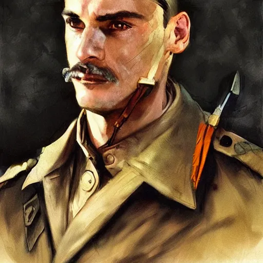 Image similar to portrait of a spanish civil war hero juan modesto guilloto leon, colourised, face portrait, epic, tragic, military art, fantasy, dieselpunk, hd shot, digital portrait, beautiful, artstation, comic style, by artgerm, guy denning, jakub rozalski, magali villeneuve and charlie bowater