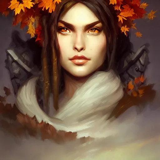 Prompt: autumn, pretty, beautiful, dnd character art portrait, matte fantasy painting, deviantart artstation, by jason felix by steve argyle by tyler jacobson by peter mohrbacher, cinematic