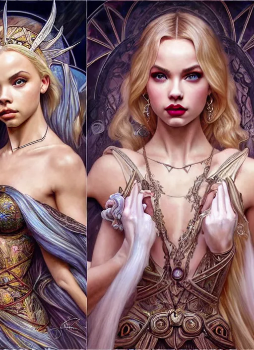 Image similar to ultra realistic illustration, a stunningly beautiful greek gothic goddess of chaos played by jordyn jones and dove cameron and margot robbie and taylor swift and megan fox and adriana lima, intricate, elegant, highly detailed, digital painting, artstation, concept art, smooth, sharp focus, illustration, art by artgerm and greg rutkowski and alphonse mucha