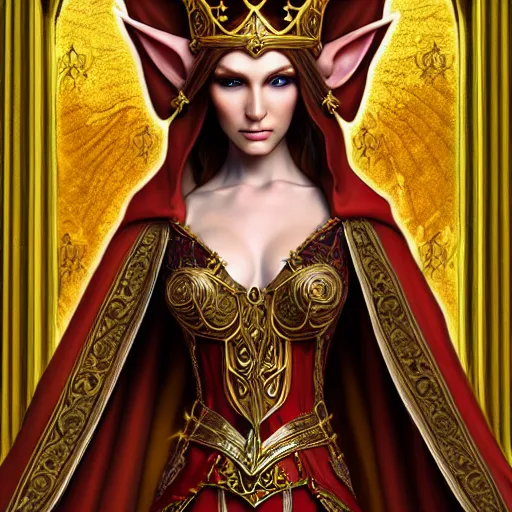 Image similar to beautiful elf queen in ornate robes, highly detailed, 8 k, hdr, award - winning, anne stokes