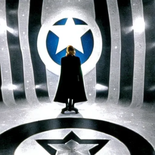 Image similar to film still of captain america in doctor who ( 1 9 7 5 )