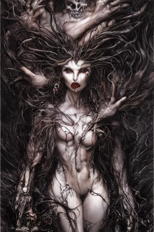 Image similar to life and death mixing, hyperdetailed, 4 k, trending on artstation, dark and gloomy, demonic, cinematic, artgerm, francis bacon, gustave moreau, luis royo