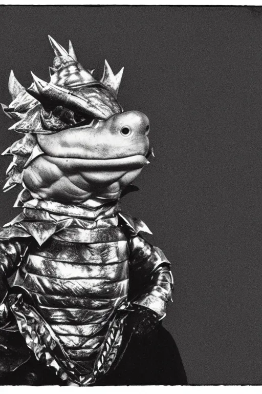 Prompt: bowser king koopa, portrait, full body, symmetrical features, silver iodide, 1 8 8 0 photograph, sepia tone, aged paper, master prime lenses, cinematic