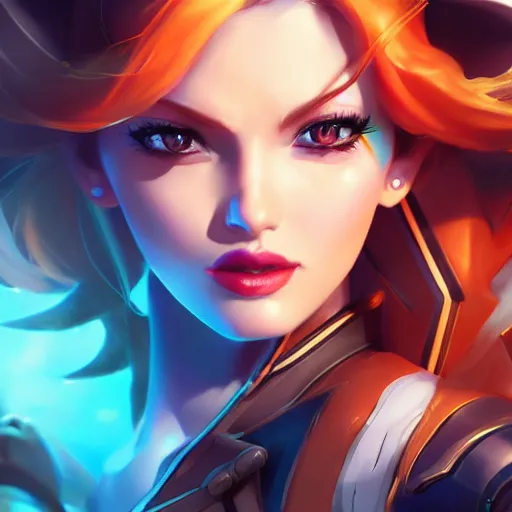 Prompt: portrait of miss fortune from league of legends, centered, octane render, rossdraws, trending on artstation, digital art