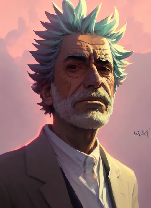 Prompt: portrait of rick sanchez, intricate, headshot, key visual, conceptart, ambient lighting, highly detailed, digital painting, artstation, concept art, sharp focus, by makoto shinkai and akihiko yoshida and greg manchess