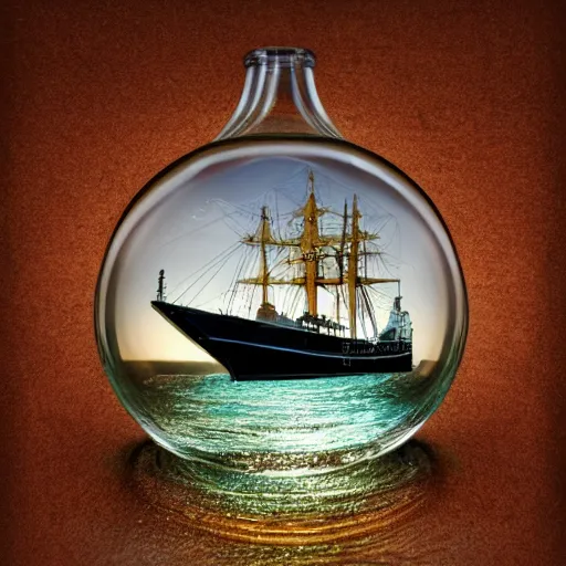 Prompt: a ship in a bottle