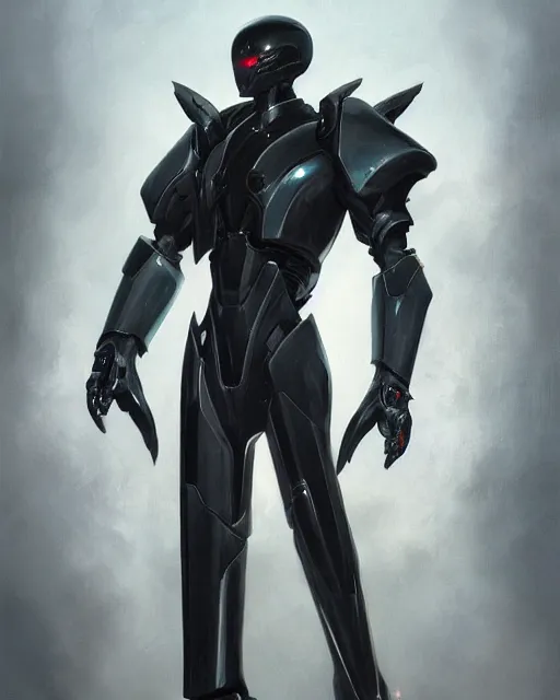 Image similar to smooth sleek pearlescent black wraithbone powerarmor, by greg rutkowski and mark brookes and jim burns and tom bagshaw and magali villeneuve, trending on artstation