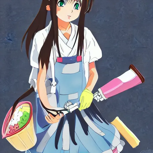 Mop Cleaning Mangaka Anime, Sakuya Izayoi, cg Artwork, cleaning png | PNGEgg