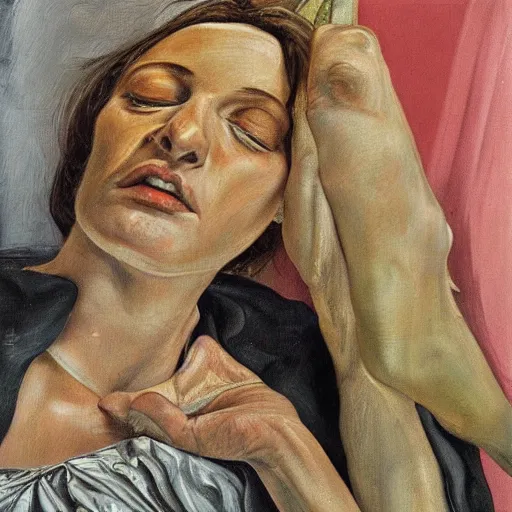 Image similar to high quality high detail painting by lucian freud, hd, portrait of madonna
