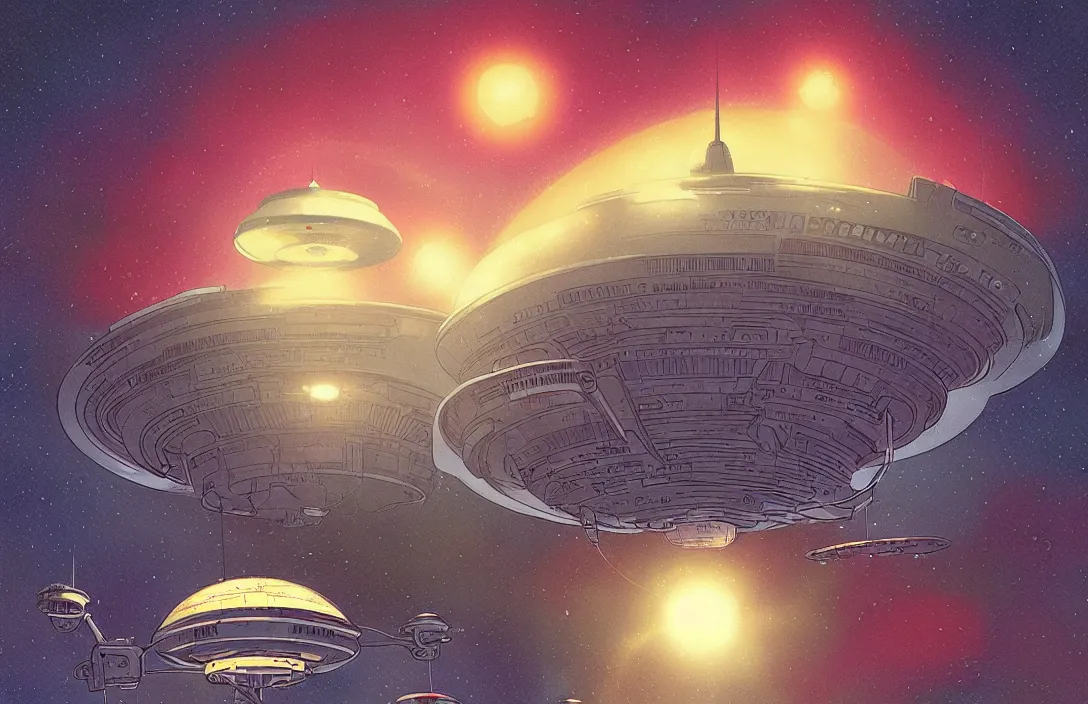 Prompt: sci-fi UFO over the white house, digitally painted by Tim Doyle, Kilian Eng and Thomas Kinkade, centered, uncropped